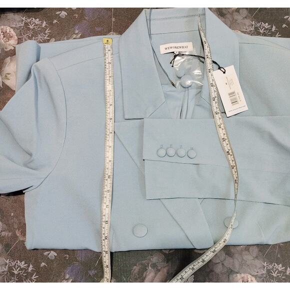 Revolve WeWoreWhat Double Breasted Blazer Suiting Twill Storm Blue Womens M NWT - Picture 9 of 10